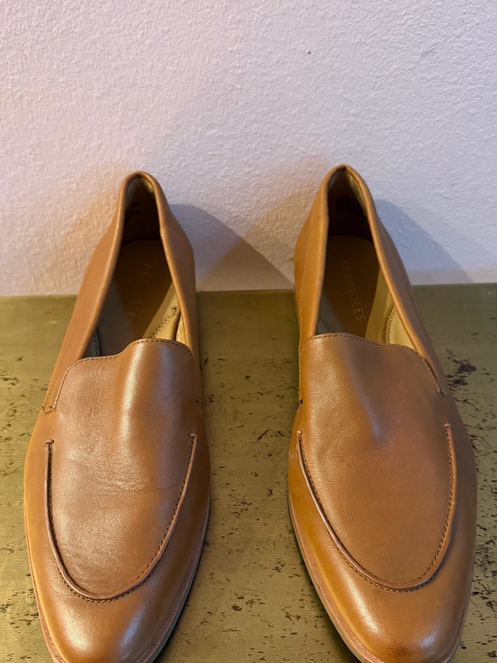 AEROSOLES Men's Leather Slip-On Loafers in Brown